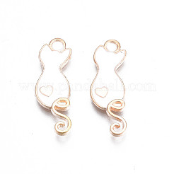 合金エナメルチャーム  カドミウムフリー＆鉛フリー  心臓の猫  ホワイト  24.5x8.5x2mm  穴：1.8mm&nbsp;X-ENAM-S115-144B