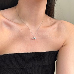 レインボー 925 スターリングシルバー マイクロパヴェ キュービックジルコニア ペンダントネックレス 女性用  プラチナメッキ  15.79インチ（40.1cm）&nbsp;NJEW-F338-06P