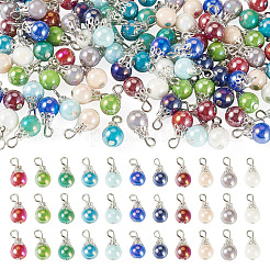 110個11色ガラスペンダント  鉄パーツ  ティアドロップ  プラチナ  ミックスカラー  16mm  穴：2mm  10個/カラー&nbsp;PALLOY-TAC0299