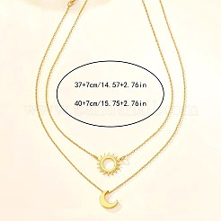 太陽と月の合金ペンダントネックレス2個  ゴールドカラー  16.54~16.93インチ（42~43cm）&nbsp;FS-WGC7774-01