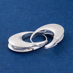 女性用楕円形真鍮フープピアス  銀  29x18mm&nbsp;EJEW-G391-09S