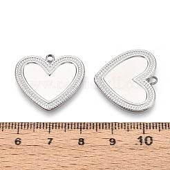 304ステンレススチールペンダントカボションセッティング  ハート  ステンレス鋼色  トレイ：9x17.2mm  20.8x23x1.2mm  穴：1.6mm&nbsp;LS-STAS-T065-89P