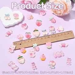 28個14スタイルの半透明の樹脂カボション  混合図形  ピンク  13~30.5x11~21x4~10mm&nbsp;CRES-YW0002-36B