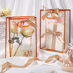 長方形のプラスチックギフトバッグ12個  誕生日用のキャンディトート  結婚式  23mのステインリボン付き  バリーウッド  26x18x0.2cm&nbsp;ABAG-SP0001-07B