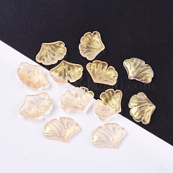 クリアガラスペンダント  グリッターパウダー付き  葉  ミックスカラー  14.5x20x4.5mm  穴：1.5mm&nbsp;X-GLAA-L027-E