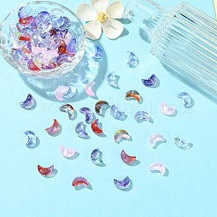 100個の電気メッキ透明ガラスビーズ  金箔  三日月  ミックスカラー  9x14x6mm  穴：1.2mm&nbsp;EGLA-SZ0001-42
