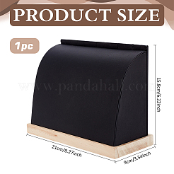 木製斜めネックレス収納ラック  PUレザーネックレスディスプレイホルダー  ジュエリー収納スタンド  ブラック  21x9x15.8cm&nbsp;NDIS-WH0001-16D