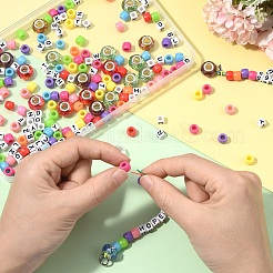 DIYペンダント装飾製作キット  プラスチックビーズを含む  ガラスヨーロピアンビーズ  アクリルビーズ  ナイロン糸  304ステンレススチールオープン丸カン  ミックスカラー&nbsp;DIY-YW0016-18