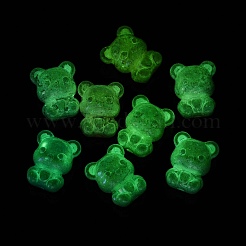 蓄光性不透明UVメッキアクリルビーズ  テクスチャードベア  暗闇で光る  ミックスカラー  21x17x13mm  穴：2.5mm&nbsp;OACR-Q204-17