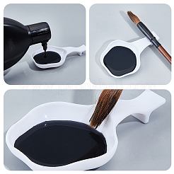 花のプラスチックインク皿  水彩絵の具を混ぜるパレット  ホワイト  93x59x14mm&nbsp;AJEW-GF0013-76