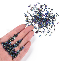 メタリックカラーガラスラッパビーズ  丸い穴  虹メッキ  3~8x2mm  穴：0.7mm  約450g /ポンド&nbsp;SEED-N005-001-D04
