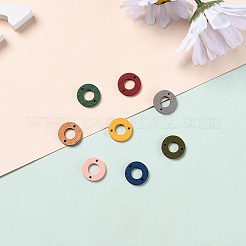 塗装された天然ポプラ材のリンク  ドーナツ  ミックスカラー  18x2.5mm  穴：1.6mm&nbsp;WOOD-T021-01-M