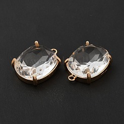 K9ガラスチャーム  ライトゴールドブラスファインディング付き  楕円形のチャーム  クリスタル  23x17.5x7.5mm  穴：1.6mm&nbsp;KK-E071-22KCG
