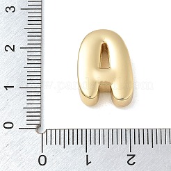 真鍮のスライドチャーム  ラックめっき  長持ちメッキ  鉛フリー＆カドミウムフリー  18KGP本金メッキ  a～zの文字  17.5~18.5x6~17x6~6.5mm  穴：8x3.5mm  26個/セット&nbsp;KK-D289-67G
