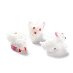 手作りランプワークビーズ  バンピー  兎  ホワイト  18~21x11~15x12mm  穴：1.6~2mm  約30個/連  12.20インチ（31cm）&nbsp;LAMP-F020-21