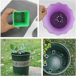プラスチック植木鉢穴メッシュパッド  底部グリッドマット  屋外用鉢植え用  正方形  ブラック  30x20x0.15cm&nbsp;AJEW-GA0001-20