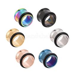 12個 6色 316サージカルステンレススチール スクリューイヤーゲージ フレッシュトンネルプラグ  ミックスカラー  3/8インチ（10mm）  2個/カラー&nbsp;STAS-YW0001-16A