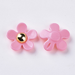 不透明なアクリルビーズ  花  ミックスカラー  22x22.5x7~8mm  穴：1.4mm&nbsp;X-SACR-N007-D-01