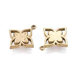 304ステンレススチールチャーム  中空の花のチャーム  14KGP本金メッキ  14.5x12.5x2mm  穴：1mm&nbsp;STAS-F322-03G
