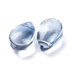 クリアガラスチャーム  キラキラゴールドパウダー  ティアドロップ  ブルー  9x6x5mm  穴：1mm&nbsp;GGLA-M004-05B-06