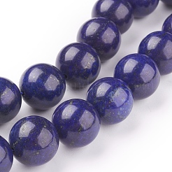 天然石ラピスラズリビーズ連売り  染め  ラウンド  ブルー  14mm  穴：1mm  約14個/連  7.6インチ&nbsp;G-G087-14mm