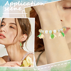 染め加工合成サンゴビーズ  DIYのジュエリーには  ジャスミンの花  乳白色  10.5~11x8~9mm  穴：1mm  150pc&nbsp;CORA-SC0001-23C