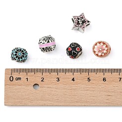 合金ヨーロピアンビーズ  大穴ビーズ  ラインストーンとエナメル  混合形状  ミックスカラー  11~12x10~12x7~12mm  穴：4~5mm&nbsp;MPDL-S066-045