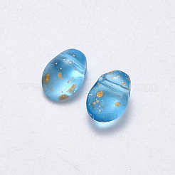 透明スプレー塗装ガラスチャーム  オーバル  ライトスカイブルー  8.5x6x4.5mm  穴：1mm&nbsp;GLAA-R211-05-B02