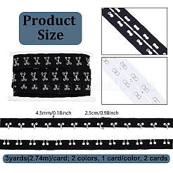 カード2枚、2色のコットンフックとアイテープ  服飾材料  裁縫工芸品の飾り  鉄のフックと目で  ミックスカラー  25x4.5mm  約3ヤード（2.74m）/カード  1枚/色&nbsp;DIY-NB0015-43