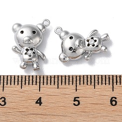ガラスチャーム  真鍮パーツ  クマのチャーム  プラチナメッキ  14.5x10.5x4mm  穴：1.2mm&nbsp;KK-F867-22P