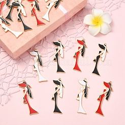 15色合金エナメルビッグペンダント3個  女性のチャーム  ラックめっき  長持ちメッキ  ゴールドカラー  ミックスカラー  60.5x20.5x2mm  穴：1.8mm  5個/カラー&nbsp;ENAM-YW0008-92