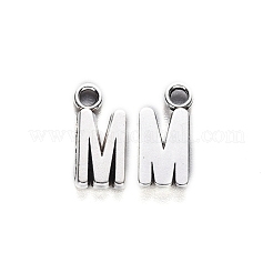 合金のチベット風チャーム  カドミウムフリー＆鉛フリー  文字m  M：16x8x2mm  穴：2mm&nbsp;X-TIBE-S108-108M-AS-RS