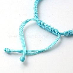 ナイロンDIYのブレスレット作り  真鍮のリング付き  プラチナ  シアン  140~175x4~7.5mm&nbsp;AJEW-C002-11
