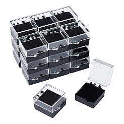プラスチックバッジ収納ギフトボックス  黒いトレイ付き  正方形  3.75x3.05x2.2cm&nbsp;CON-WH0099-07A