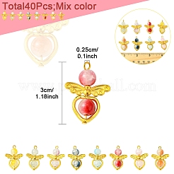 40色のゴールド合金ガラスペンダント8個  天使  ミックスカラー  30mm  穴：2.5mm  5個/カラー&nbsp;PALLOY-FS00025