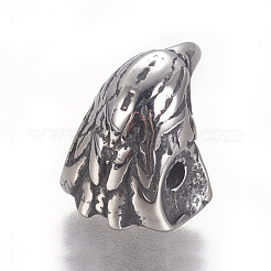 304ステンレススチールビーズ  ワシの頭  アンティークシルバー  11x10x12mm  穴：1.6mm&nbsp;X-STAS-F212-042AS