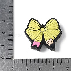 ちょう結びシリコンビーズ  焦点ビーズ  シャンパンイエロー  24x27.5x8.5mm  穴：3.5mm&nbsp;SIL-V001-05A