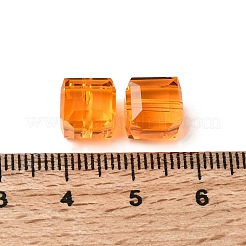 K9ガラス  模造オーストリアクリスタルビーズ  グレードAAA  多面カット  キューブ  ダークオレンジ  8x8x8mm（誤差範囲0.5~1mm以内のサイズ）  穴：0.9~1.6mm&nbsp;SWAR-F074-8x8mm-12