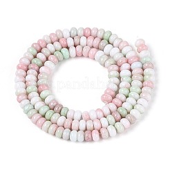 グラデーション染めガラスビーズ連売り  イミテーション翡翠  ロンデル  カラフル  4~4.5x2.5mm  穴：0.6~0.7mm  約142~152個/連  14.57~15.55''（37~39.5センチメートル）&nbsp;LS-GLAA-T030-07A-02