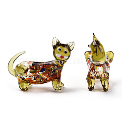 手作りランプワーク家の装飾  ギフト用の3D猫の装飾品.  ダークカーキ  57~58.5x25.5~26.5x45~50.5mm&nbsp;LAMP-T011-73