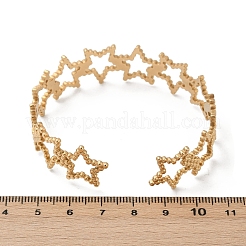 女性用304ステンレススチールカフバングル  スター  中空  ゴールドカラー  内径：2-1/4x1-7/8インチ（5.75x4.9cm）&nbsp;BJEW-U045-03G