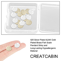 40個2色真鍮チャーム  長持ちメッキ  魚の鱗模様のフラットラウンド  ミックスカラー  12x0.5mm  穴：1mm  20個/カラー&nbsp;KK-CN0001-51