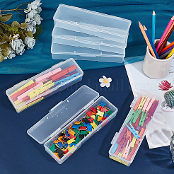 ヒンジ付き蓋付き半透明プラスチック製ミニ工具収納ボックス  長方形  ホワイトスモーク  19.4x6.3x3.4cm&nbsp;CON-WH0086-168
