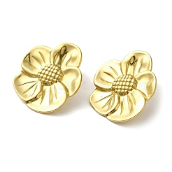 女性用304ステンレススチールスタッドピアス  ゴールドカラー  花  29x26.5mm&nbsp;EJEW-U001-01G-02