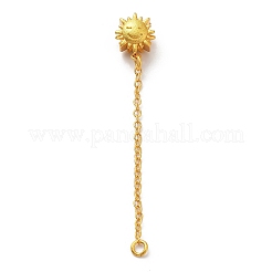 真鍮アズキチェーンエクステンダー  チェーンタブ付きエンドチェーン  ゴールドカラー  太陽  65x2mm  穴：4mm&nbsp;LS-KK-Q774-01G-01
