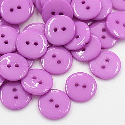 アクリル縫い付け用ボタン  衣装デザインのためのプラスチックボタン  2穴  染め  フラットラウンド  ミックスカラー  12x2mm  穴：1mm&nbsp;X-BUTT-E084-E-M