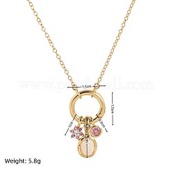 真鍮パヴェキュービックジルコニアオーバルフラワー誕生石ペンダントネックレス（合成オパール付き）女性用  ゴールドカラー  ピンク  17.72インチ（45cm）&nbsp;WG88A4B-02