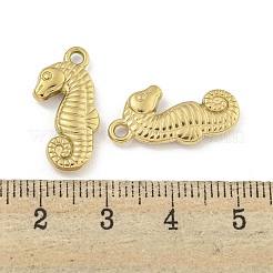 イオンプレーティング（IP）304ステンレスペンダント  タツノオトシゴのチャーム  18KGP本金メッキ  21x10x3mm  穴：2mm&nbsp;STAS-I307-513G