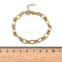 304ステンレススチールリンクチェーンブレスレット女性男性用  オーバル  イオンプレーティング（ip）  ゴールドカラー  6-7/8インチ（17.4cm）&nbsp;BJEW-A050-01G