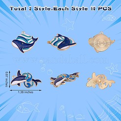 20 個クジラエナメルチャームペンダントシロナガスクジラ魚チャーム海の動物のペンダントジュエリーネックレスブレスレットイヤリング作る工芸品  ゴールドカラー  35x22mm  穴：2mm&nbsp;JX299A